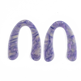 Honeyhandy Cellulose Acetate(Resin) Big Pendants, U Shape, Medium Purple, 52x42x2.5mm, Hole: 1.4mm