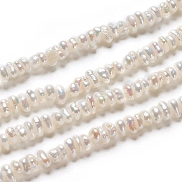 Honeyhandy Natural Cultured Freshwater Pearl Beads Strands, Rondelle, Antique White, 3~4.5x1.5~2mm, Hole: 0.5mm, about 66~69pcs/strand, 7.17 inch(18.2cm)