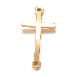 Honeyhandy 201 Stainless Steel Links connectors, Latin Cross, Golden, 24.5x11.5x1mm, Hole: 1.5mm