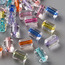 Honeyhandy Transparent Acrylic Beads, Column, Mixed Color, 10x7.5mm, Hole: 1.8mm