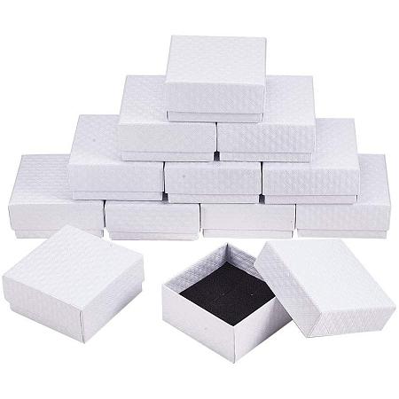 NBEADS 12 Pcs Square Cardboard Jewelry Set Boxes with Sponge Inside for Jewelry Bracelet Necklace Pendants Ring Crafts Birthday Christmas Valentines Festival Present Storage, White