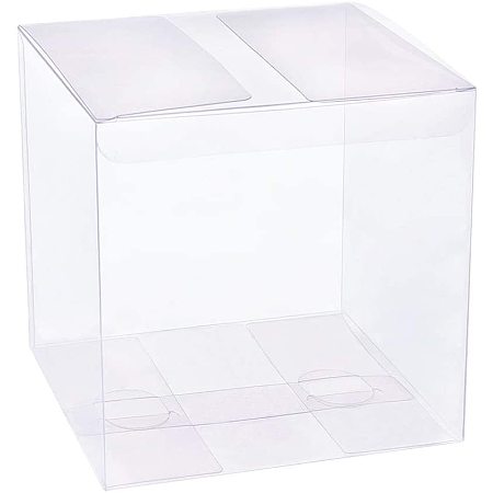 BENECREAT 10PCS Clear Wedding Favour Boxes 5x5x5 Square PVC Transparent Gift Boxes for Candy Chocolate Valentine
