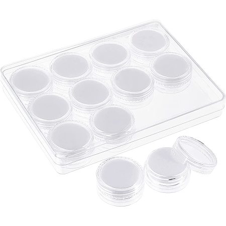 NBEADS Diamond Gemstone Display Box, Plastic Jewelry Display Box 12 Pcs Column Show Container with Foam Mat and Rectangle External Packing Box for Bare Stone, Naked Diamond and Coins, White
