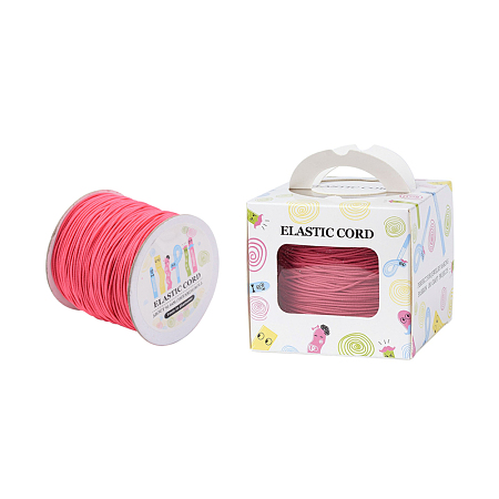 Elastic Cord, with Nylon Outside and Rubber Inside, Round, Light Coral, 1mm; 109.36yards/roll(100m/roll)