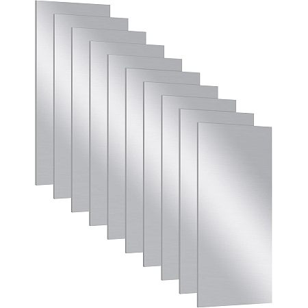 BENECREAT 10pcs Aluminium Metal Sheet, 2x4inch Rectangle Flat Plain Plate with Protective Film for Decoration, Packaging, Construction