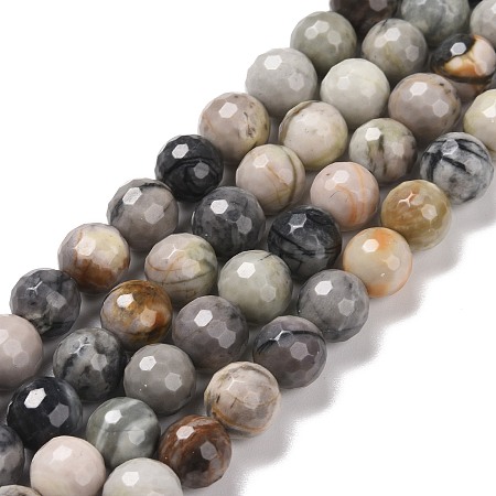 Natural Picasso Jasper Bead Strands, Faceted(128 Facets), Round, 8mm, Hole: 1.2mm, about 48pcs/strand, 15.16''(38.5cm)