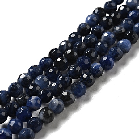 Natural Sodalite Beads Strands, Faceted(128 Facets), Round, 6.5mm, Hole: 1mm, about 59~65pcs/strand, 13.78~14.96 inch(35~38cm)