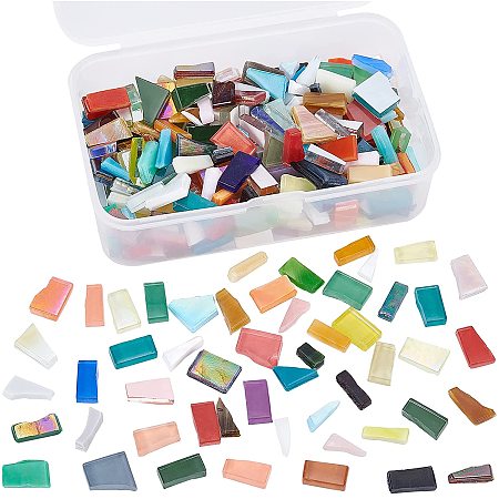 OLYCRAFT 250g Glass Mosaic Tiles for Crafts Bulk Mixed Color Mosaic Tiles Glitter Crystal Mosaic Stained Glass Mosaic Tiles for Home Decoration DIY Crafts Mosaic Art Projects Irregular Shapes