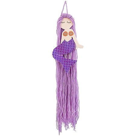 GORGECRAFT Mermaid Hair Bow Holder Hair Clips Hanger Headband Storage Organizer Fringe for Girls Room Wall Hanging Home Decor Mermaid Party Supplies (Purple)