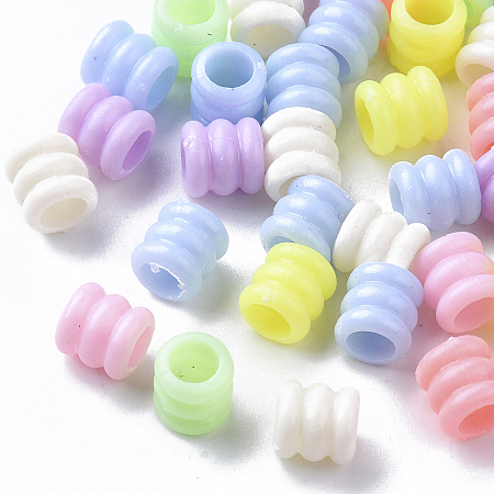 Arricraft Opaque Polystyrene(PS) Plastic European Beads, Large Hole Beads, Pumpkin, Mixed Color, 15x10.5mm, Hole: 4.5mm, about 500pcs/500g