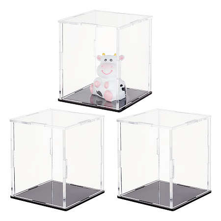 OLYCRAFT 3 Pack Clear Acrylic Display Case Assemble Collectibles Box Action Figures Display Boxs Dustproof Protection Showcase for Collection Action Figures Blocks Models 2.4x2.4x2.8 inch