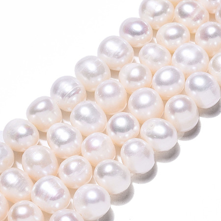 Natural Cultured Freshwater Pearl Beads Strands, Potato, Seashell Color, 8~9x7~8mm, Hole: 0.7mm, about 48pcs/strand, 14.37 inch~14.57 inch(36.5~37cm)