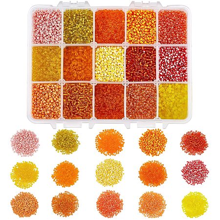 NBEADS 300g 15 Styles Glass Seed Beads 2mm, Opaque Glass Seed Beads Round Pony Beads Mini Spacer Loose Beads for DIY Craft Bracelet Necklace Jewelry Making