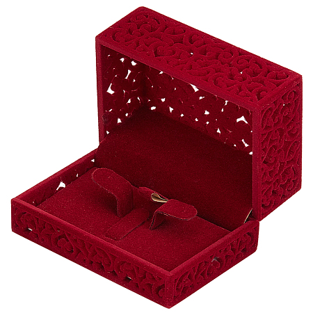 CRASPIRE Velvet Jewelry Box, Hollow Royal Red Velvet Jewelry Long Necklace Box Big Chain Pendant Display Organizer Gift Box Storage Case for Necklace Earring Jewelry Pin Engagement Wedding