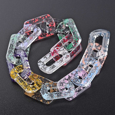 Honeyhandy Transparent Acrylic Linking Rings, Quick Link Connectors, for Cable Chains Making, Twist Oval, Mixed Color, 20.5x20.5x4mm, Inner Diameter: 8x18mm