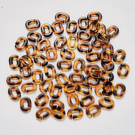 Acrylic Linking Rings, Two Tone, Quick Link Connectors, For Cable Chains Making, Oval, Saddle Brown, 9x6.5x2mm, Inner Diameter: 5mm