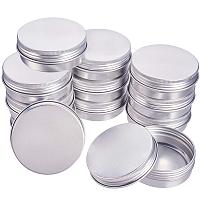 BENECREAT 14 Pack 2 OZ Tin Cans Screw Top Round Aluminum Cans Screw Lid Containers - Great for Store Spices, Candies, Tea or Gift Giving (Platinum)