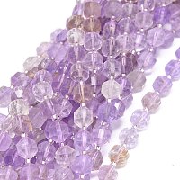 ARRICRAFT Natural Ametrine Beads Strands, with Seed Beads, Faceted, Bicone, 7~8x7~8mm, Hole: 0.8mm, about 38pcs/strand, 15.35 inches(39cm)