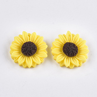 Honeyhandy Resin Pendants, Sunflower, Yellow, 24x7mm, Hole: 1mm