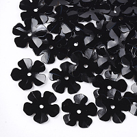 Honeyhandy Ornament Accessories, PVC Plastic Paillette/Sequins Beads, Flower, Black, 13.5~14x13.5~14x0.6mm, Hole: 1.4mm, about 1000pcs/50g
