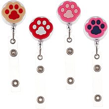 CHGCRAFT 4 Styles Cat Paw Shape Retractable Badge Reels, Paw Retractable Badge Clip, Alligator Clip Retractable Badge Holder, 46.5 inch Retractable Cord for Doctor Nurse, Colorful