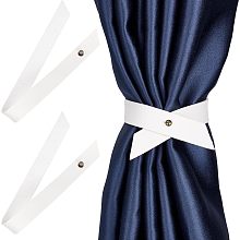 GORGECRAFT 2Pcs Window Treatment Holdbacks Curtain Leather Tiebacks Curtains Tie Back Clips Outdoor Drape Holder Decorative Drapery Rod Holders for Living Dining Room Bedroom Office Cafe