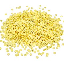 Arricraft About 3040 Pcs Polymer Clay Beads, 8mm Flat Heishi Beads, Disc Spacer Beads with 2mm Hole for Bracelets Necklace Jewelry Making,Yellow