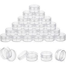 BENECREAT 30 Pack 1.47"x0.78" (10ml) Empty Clear Plastic Bead Storage Container jar with Rounded Screw-Top Lids for Beads, Nail Art, Glitter, Make Up, Cosmetics and Travel Cream