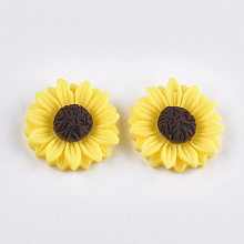 Honeyhandy Resin Pendants, Sunflower, Yellow, 24x7mm, Hole: 1mm