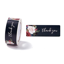 Honeyhandy Rectangle with Word Thank You Paper Stickers, Self Adhesive Roll Sticker Labels, for Envelopes, Bubble Mailers and Bags, Black, 7.5x2.5x0.01cm, 120pcs/roll