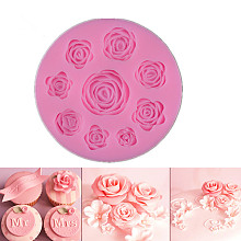 Honeyhandy Food Grade Silicone Molds, Fondant Molds, for DIY Cake Decoration, Chocolate, Candy, UV Resin & Epoxy Resin Jewelry Making, Rose, Pearl Pink, 95x10mm