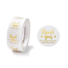 Honeyhandy Thank You Stickers Roll, Flat Round Paper Gift Tag Stickers, Adhesive Labels Stickers, Heart Pattern, 2.8cm, about 28mm wide, Stickers: 25x0.1mm, about 500pcs/roll