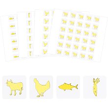 OLYCRAFT 2400Pcs 4 Styles Gold Meal Stickers 0.4” Cow/Fish/Chicken/Carrot Meal Choice Stickers Menu Choices Stickers for Wedding Banquet Place Card Meal Indicator Stickers Gold Kitchen Sticker