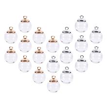 PandaHall Elite 50 pcs 12mm Mini Empty Clear Glass Globe Bottles with Platinum & Golden Brass Bails Cap for Earring Pendant DIY Jewelry Making