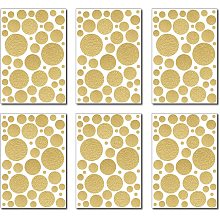 CREATCABIN 6 Sheets Wall Decal Dots Stickers PVC Plastic Self-Adhesive Peel and Stick Removable Window Poster Wall Mural for Bathroom Bedroom Home Classroom Nursery Decor (Gold)