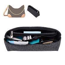 WADORN Wool & Nylon Purse Organizer Insert, Felt Bag Organizer with Zipper, Underarm Bag Shaper, Black, 25x9x10cm