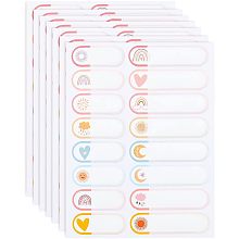 GLOBLELAND 480pcs Weather Themed Name Stickers Cartoon School Name Stickers Bottle Labels Colorful Labels Custom Waterproof Labels Self Adhesive, Multiple Patterns and Colors