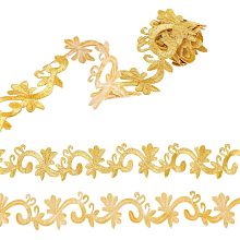 FINGERINSPIRE 1 Roll 1 Yard 45mm Embroidered Trim Applique Iron On Vintage Floral Trim Ribbon Golden Vine Pattern Lace Trim Sewing Flower Pattern Trim for DIY Craft Clothing Gift Wrapping