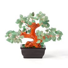 Honeyhandy Natural Green Aventurine Chips Money Tree Bonsai Display Decorations, for Home Office Decor Good Luck, 140x85x170mm