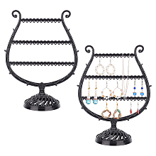 FINGERINSPIRE 2 Sets Wine Glass Shape Earring Holder 11" Tall Black Acrylic Earring Organizer Stand with 3 Tiers & 47 Holes Small Jewelry Display Stand for Dressing Table Nightstand Countertop