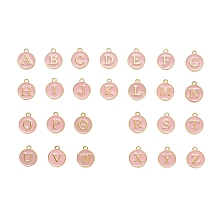 Honeyhandy 2 Sets 2 Styles Golden Plated Alloy Enamel Charms, Enamelled Sequins, Flat Round, Pink, 1set/style