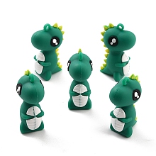 Honeyhandy PVC Cartoon Dinosaur Pendants, for DIY Keychain Making, Sea Green, 44x18x28mm, Hole: 2.5mm