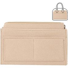 WADORN Purse Organizer Insert for Handbags, Felt Tote Bag Shaper with Zipper Rectangle Shoulder Bags Package Storage for Gucci GG Padlock inner Bag in Bag, 8x5.3x2.9 Inch, Beige