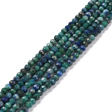 Honeyhandy Natural Chrysocolla & Lapis Lazuli Beads Strands, Faceted, Round, 2mm, Hole: 0.6mm, about 190pcs/strand, 15.24''(38.7~39.4cm)