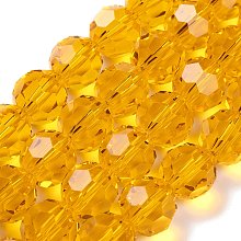 Imitation Austrian Crystal Bead Strands, Grade AAA, Faceted Round, Orange, 12mm, Hole: 0.9~1mm, about 33pcs/strand, 15.7 inch