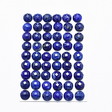 Honeyhandy Natural Lapis Lazuli Cabochons, Faceted, Half Round, 8x3.5~4mm