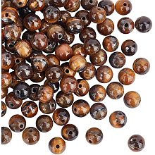 OLYCRAFT 126pcs 6~6.5mm Natural Tiger-Eye Gemstone Round Loose Beads Energy Stone Tiger Eye Round Beads Strands for Bracelet Necklace Jewelry Making