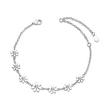 Arricraft Brass Link Anklet, with Cable Chains, Daisy, Platinum, 39451 inch(21cm)