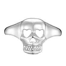 Honeyhandy SHEGRACE Adjustable 925 Sterling Silver Finger Rings, for Halloween, Skull, Platinum, Size 8, Inner Diameter: 18mm