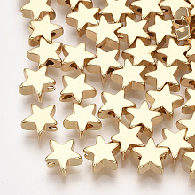 Honeyhandy Brass Beads, Star, Real 18K Gold Plated, 8x8x3mm, Hole: 1.2mm